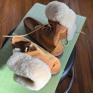 Ralph Lauren Tan and Cream Shearling Boots